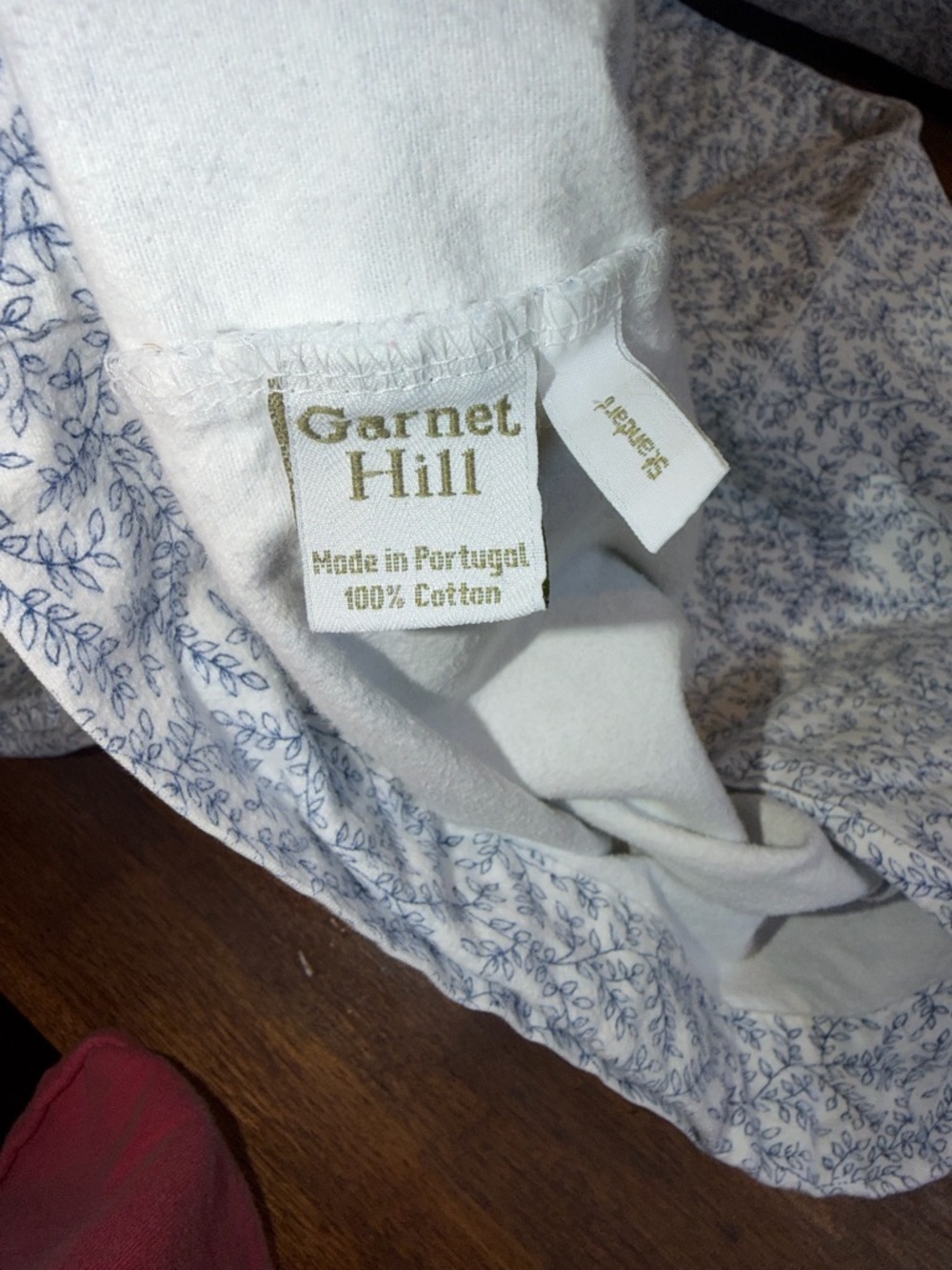 Garnet Hill King Flat Sheet Blue Floral Cottagecore Cotton + Pillowcase